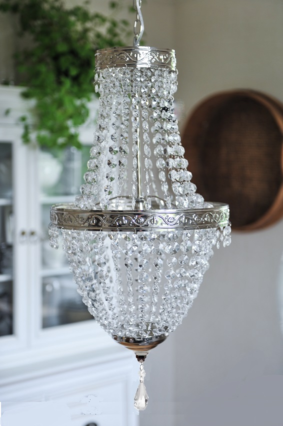 TAKLAMPA KRISTALL LAMPA TAKKRONA - KLAR/ANTIKSILVER