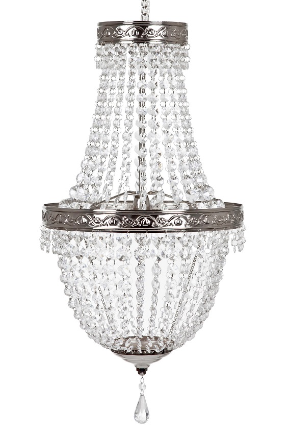 TAKLAMPA KRISTALL LAMPA TAKKRONA - KLAR/ANTIKSILVER - 2
