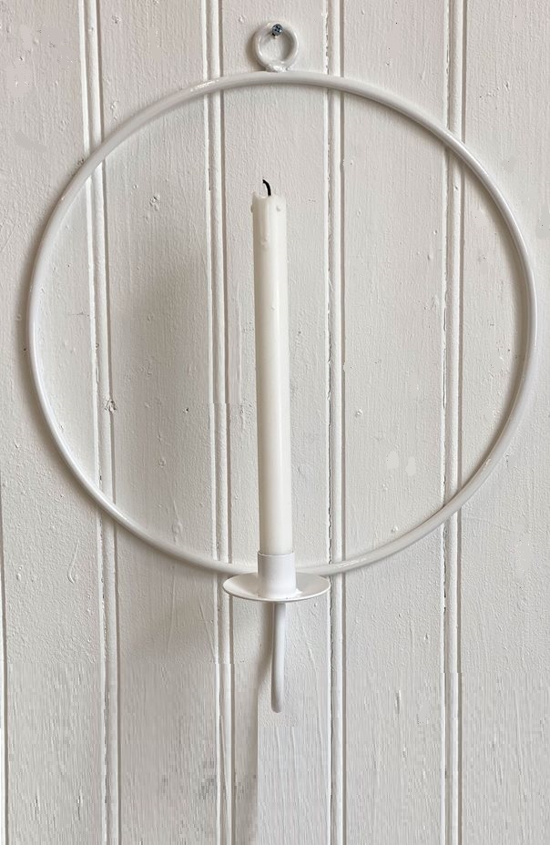 Iron candle ring for wall - Wall candle holder - White - Ø 36 cm - 3