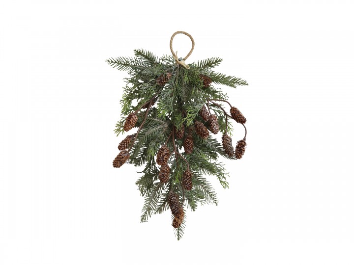 Grankvist med kottar och upphäng - 50 cm - 2