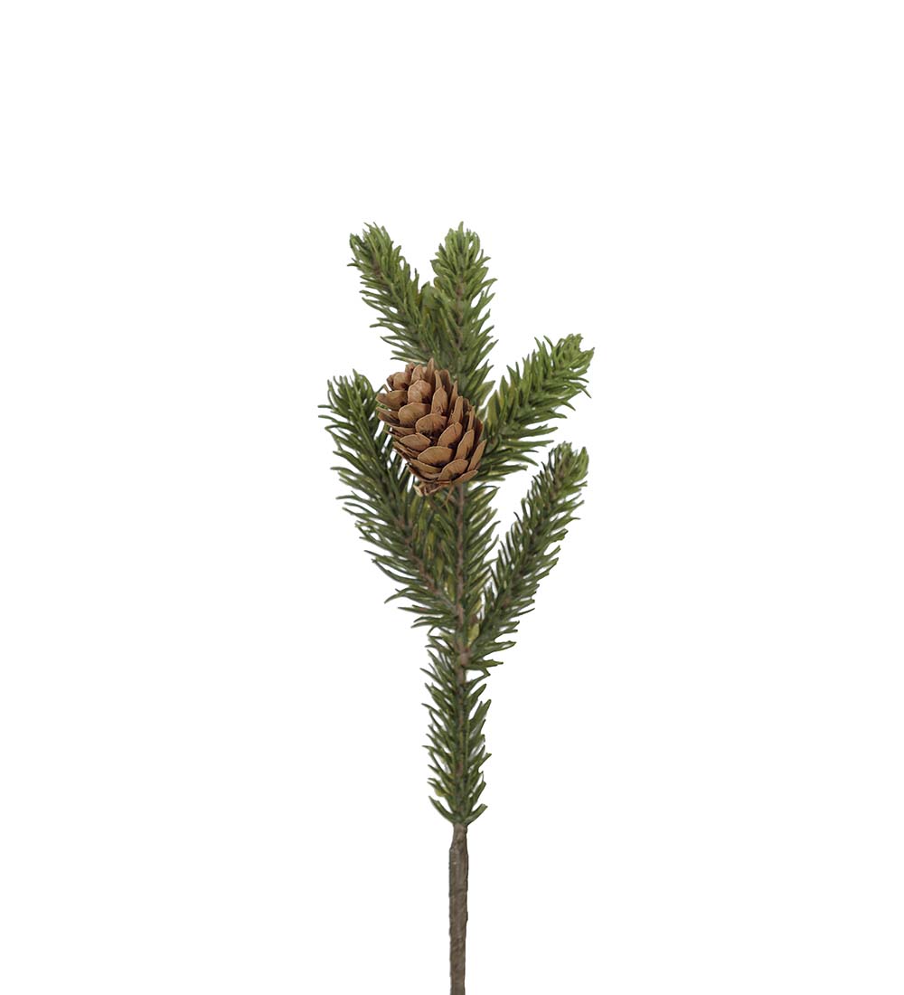 Spruce branch with pine cone - 21 cm