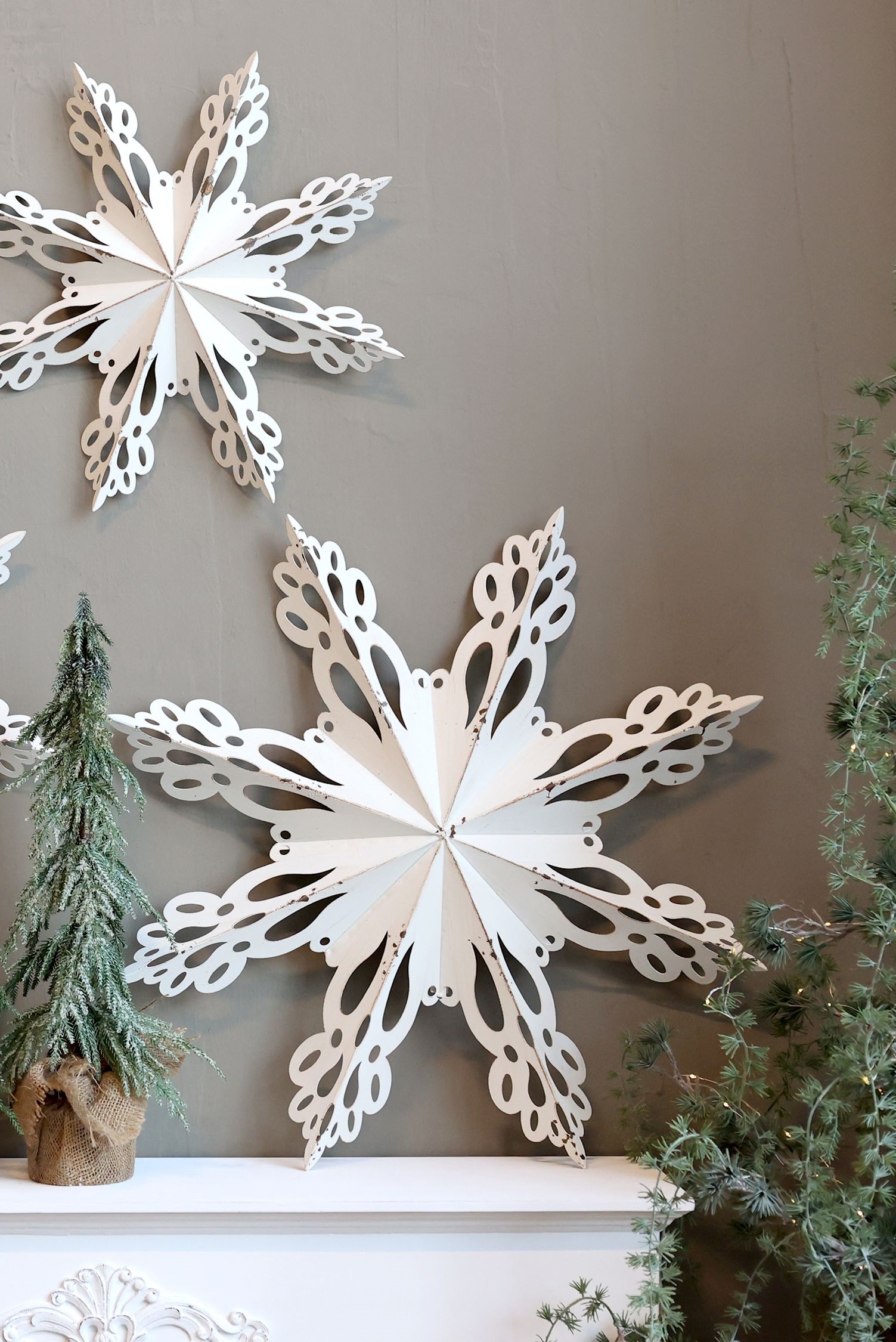 Stjärna – Adventsstjärna – Väggdekoration - Antikvit - Metall - Ø43 cm - 3