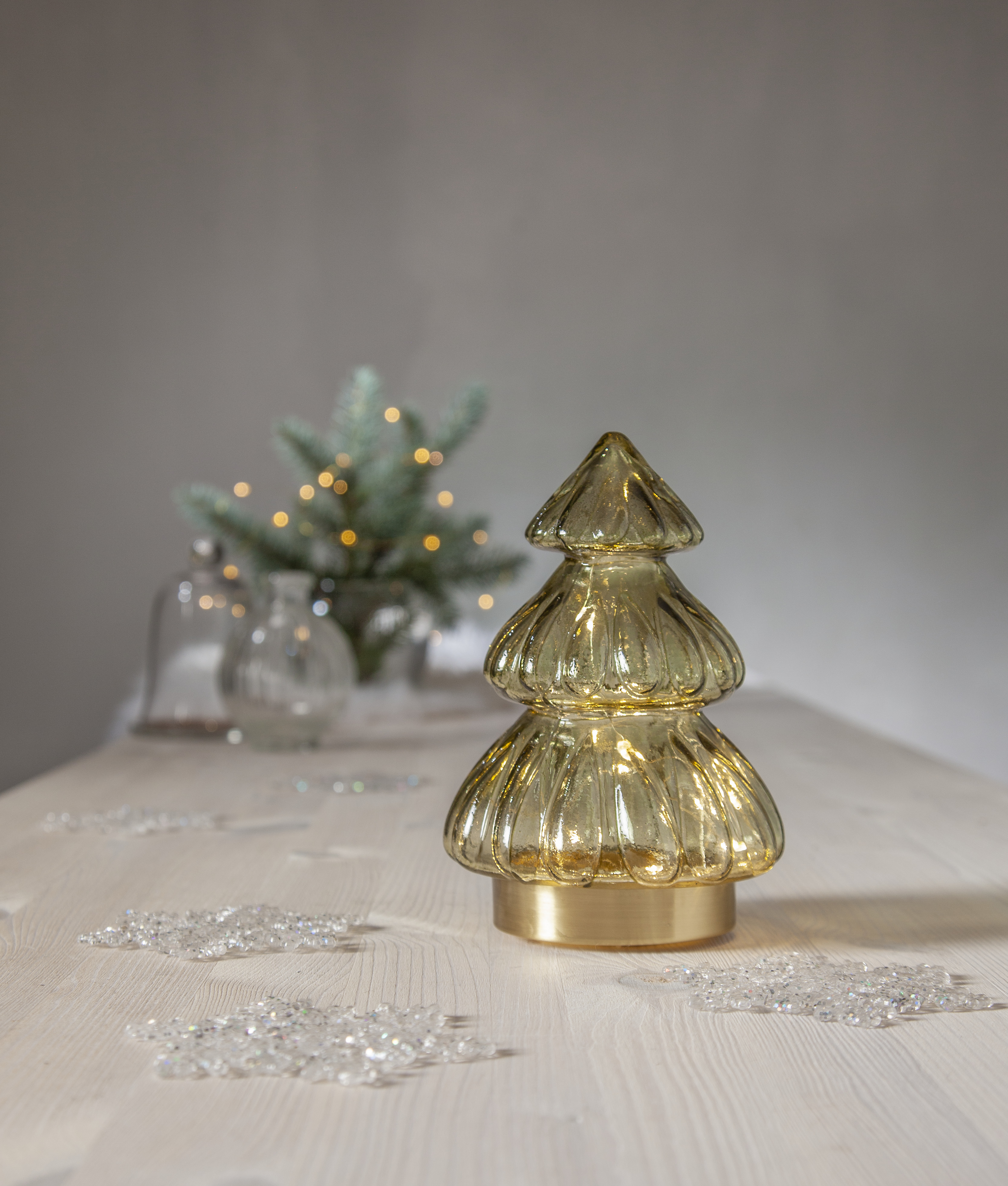 Table decoration - Fir tree with lighting - Green - 18x12 cm - 4