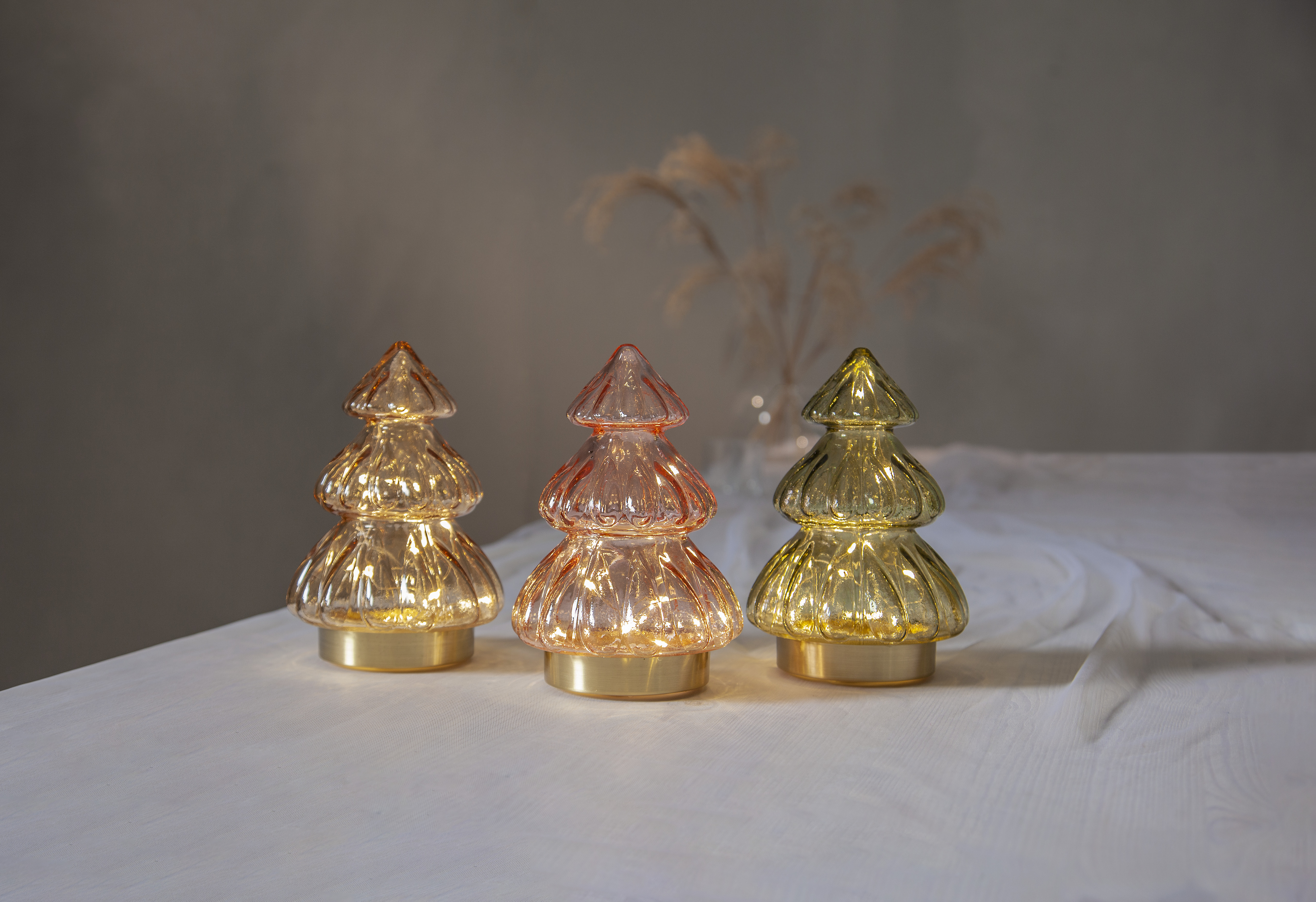 Table decoration - Fir tree with lighting - Green - 18x12 cm - 6