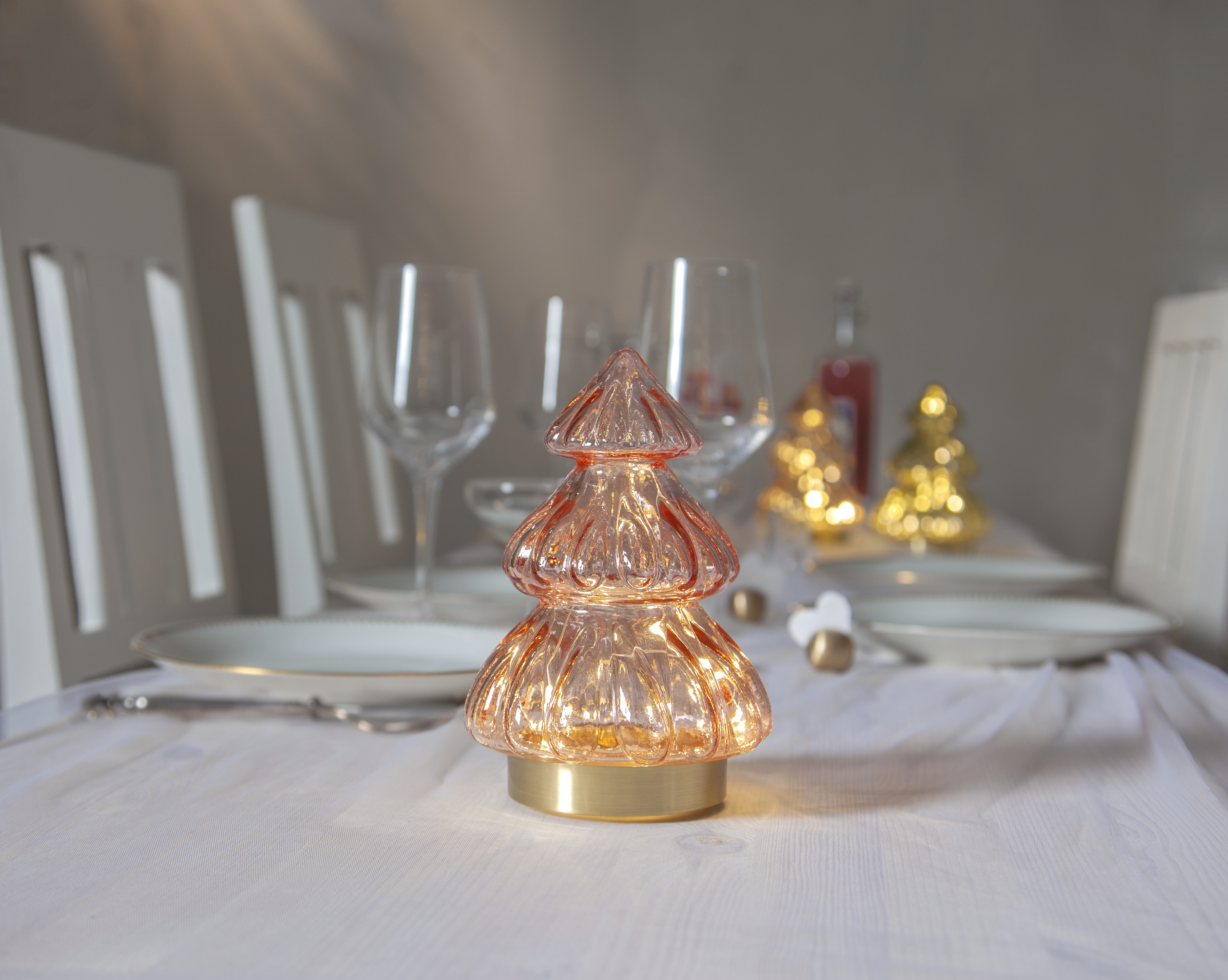 Table decoration - Christmas tree with lighting - Pink - 18x12 cm - 2