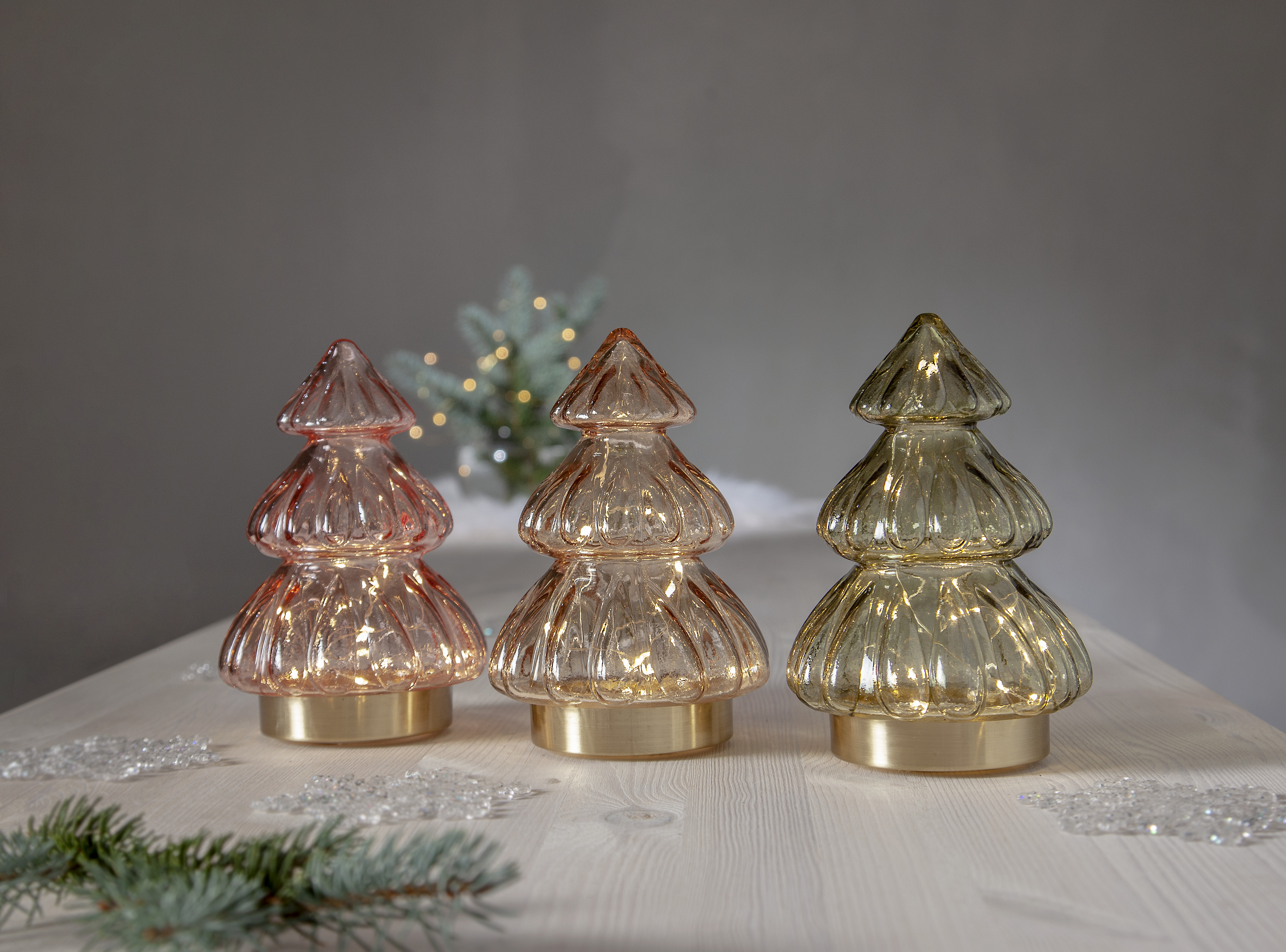 Table decoration - Christmas tree with lighting - Pink - 18x12 cm - 4