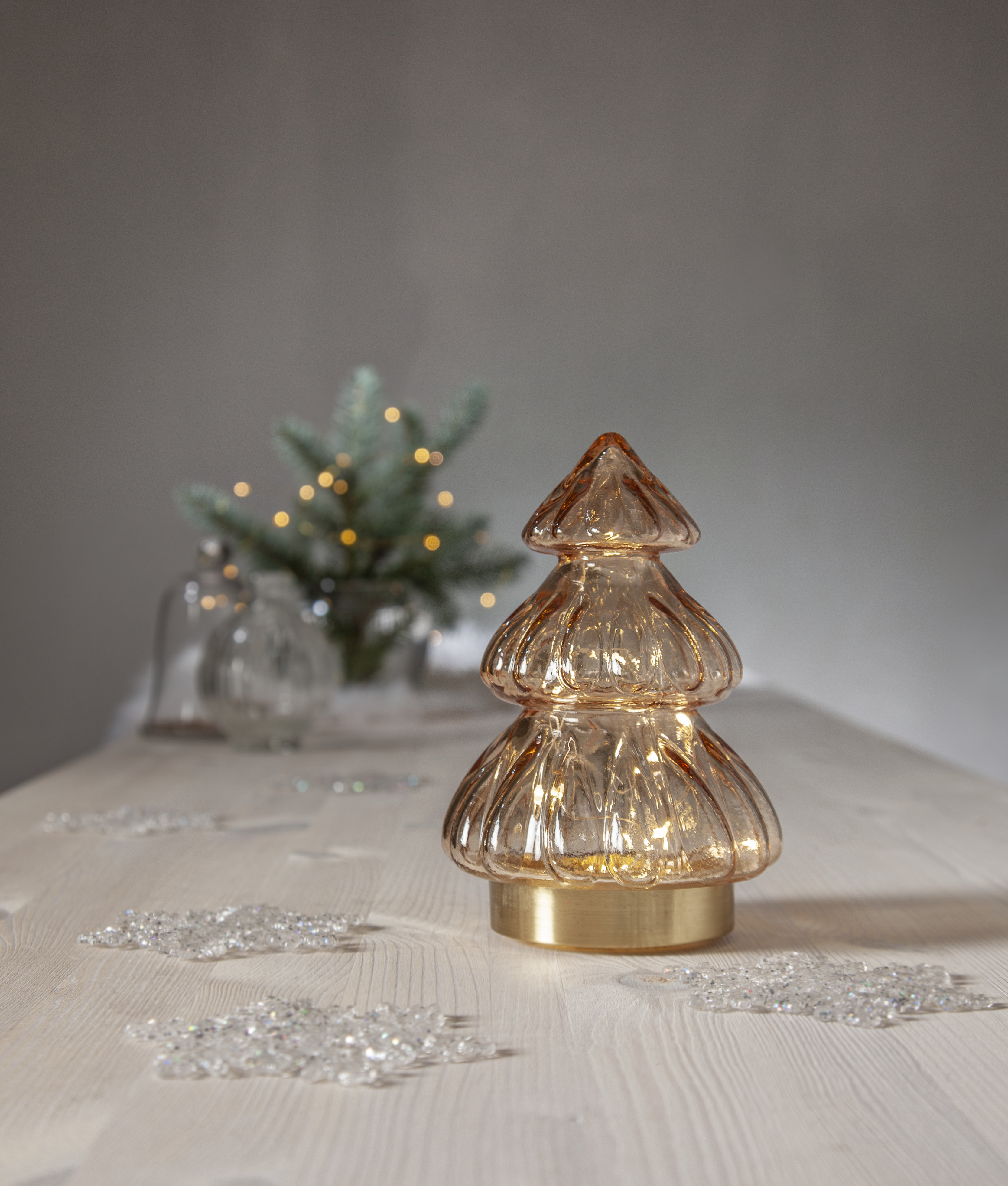 Table decoration - Fir tree with lighting - Beige - 18x12 cm - 5
