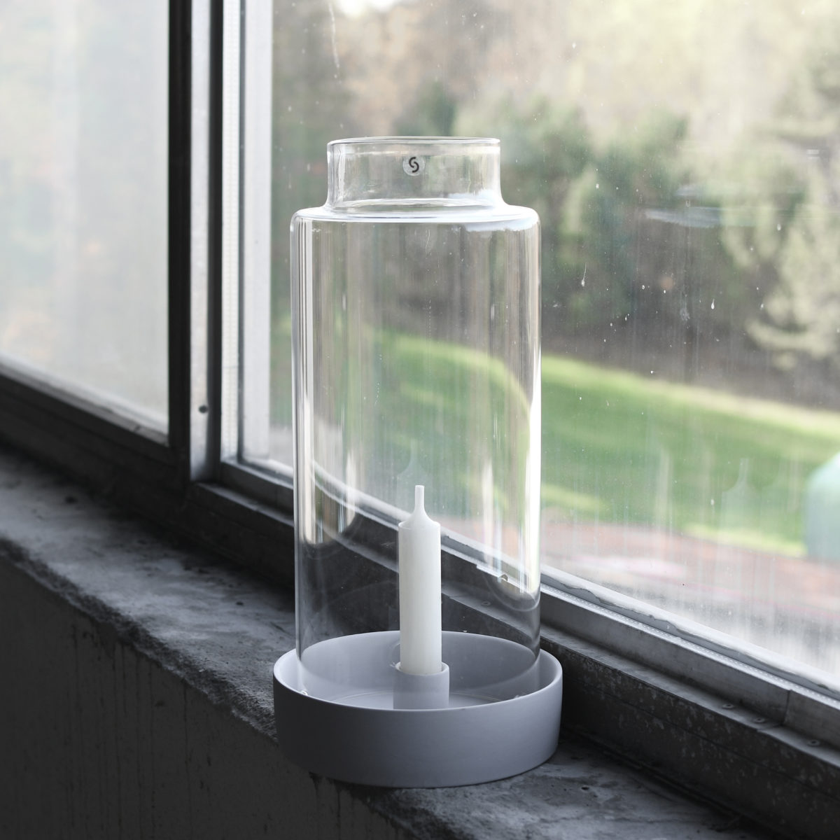 Storm glass - Candle lantern - Glass dome - Lantern with dish - Candlestick - 34 cm - 2