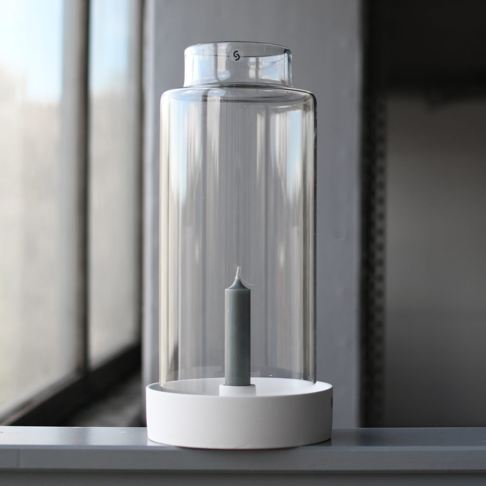 Storm glass - Candle lantern - Glass dome - Lantern with dish - Candlestick - 34 cm - 3