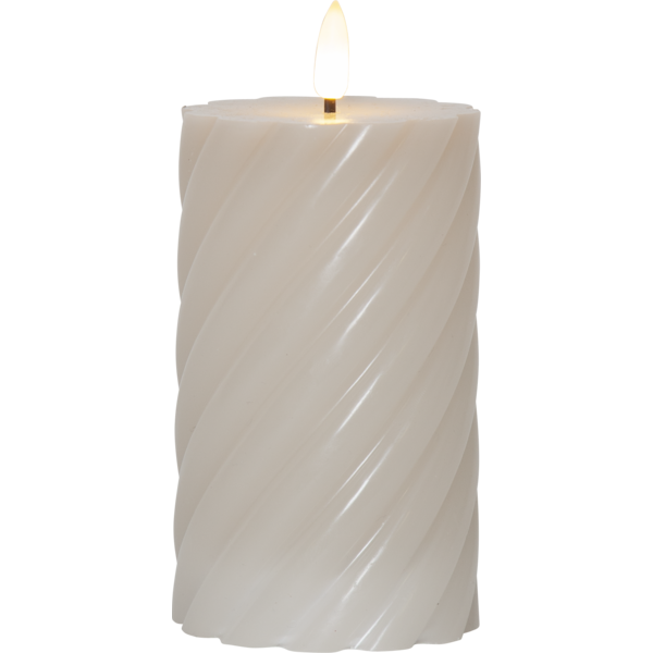 LED Block Candle Twist - Battery Light - Beige - 15 cm - 6