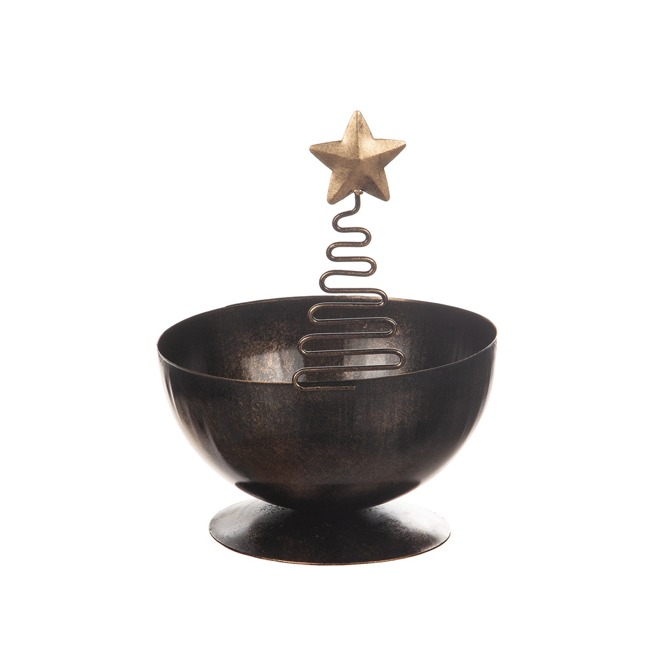 Bowl in hammered sheet metal - Fir - Antique black - 3