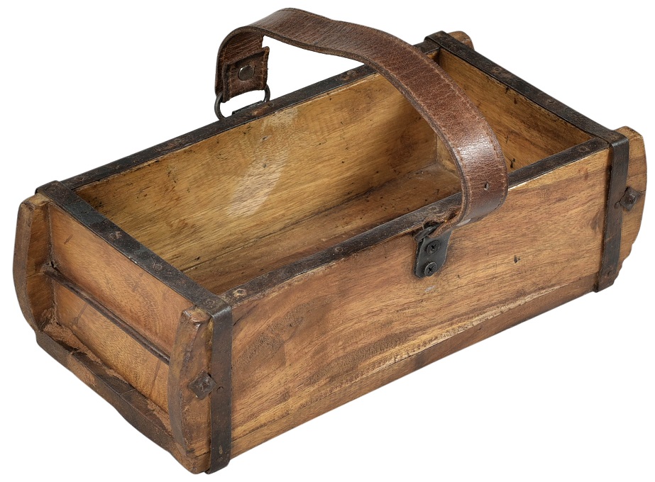 Wooden box - Brick shape with leather handle - 8