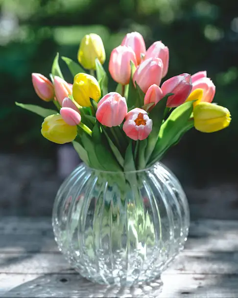 Konstväxt Tulpanbukett Ljusrosa - 47 cm - 7-pack - 5
