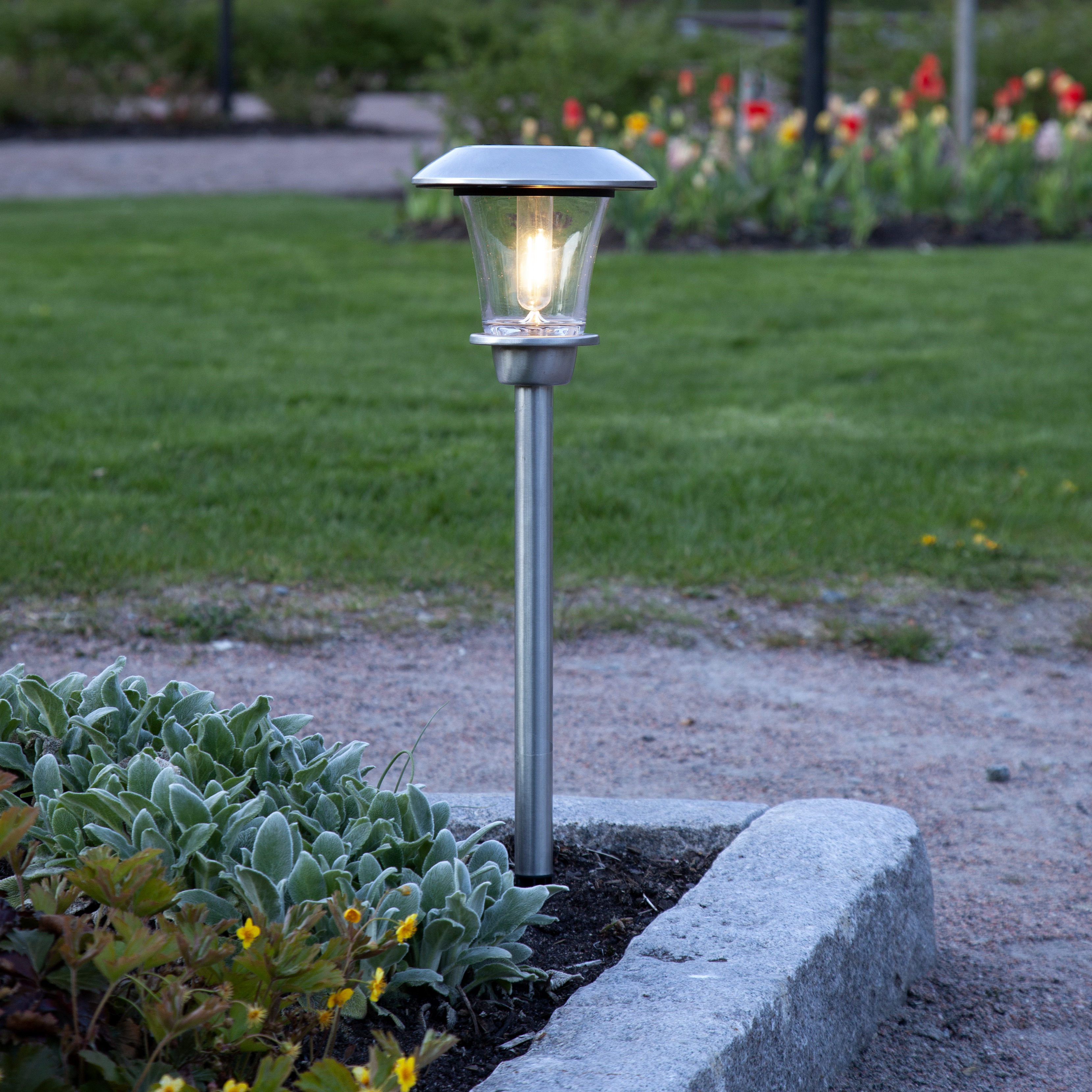 Solar bollard - Solar lighting - Silver - 15x45 cm - 2
