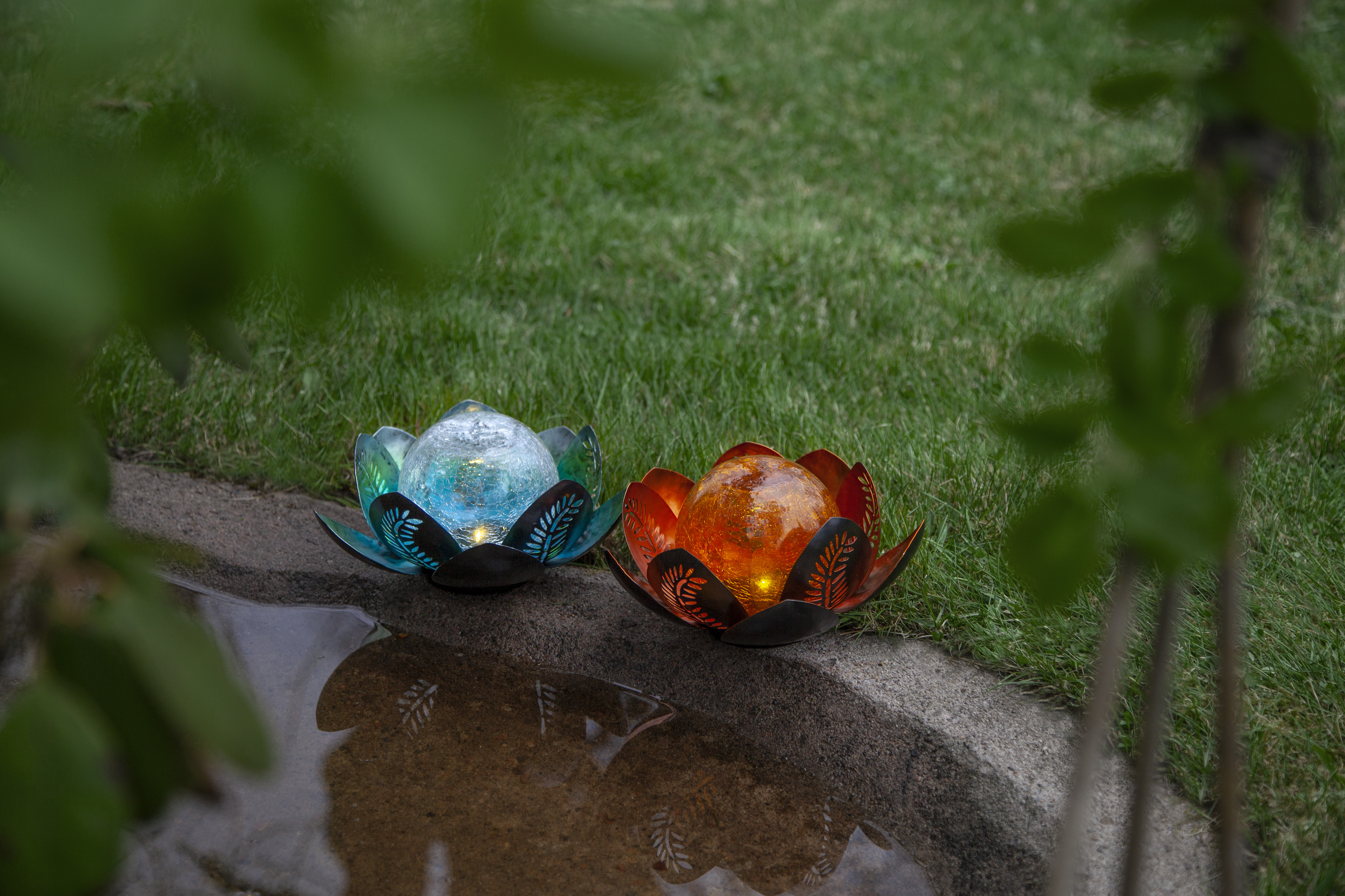Solcellsdekoration - Water Lily - Näckros - Amber - 24x24x12 cm - 5