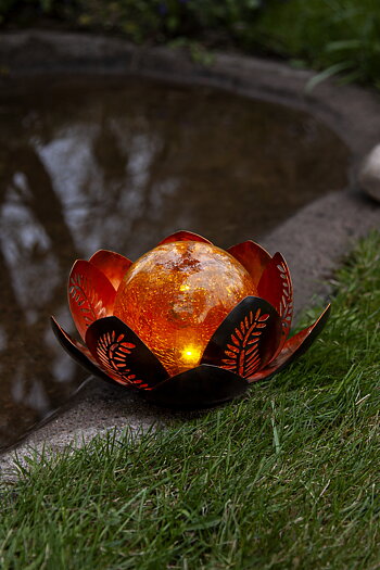 Solcellsdekoration - Water Lily - Näckros - Amber - 24x24x12 cm