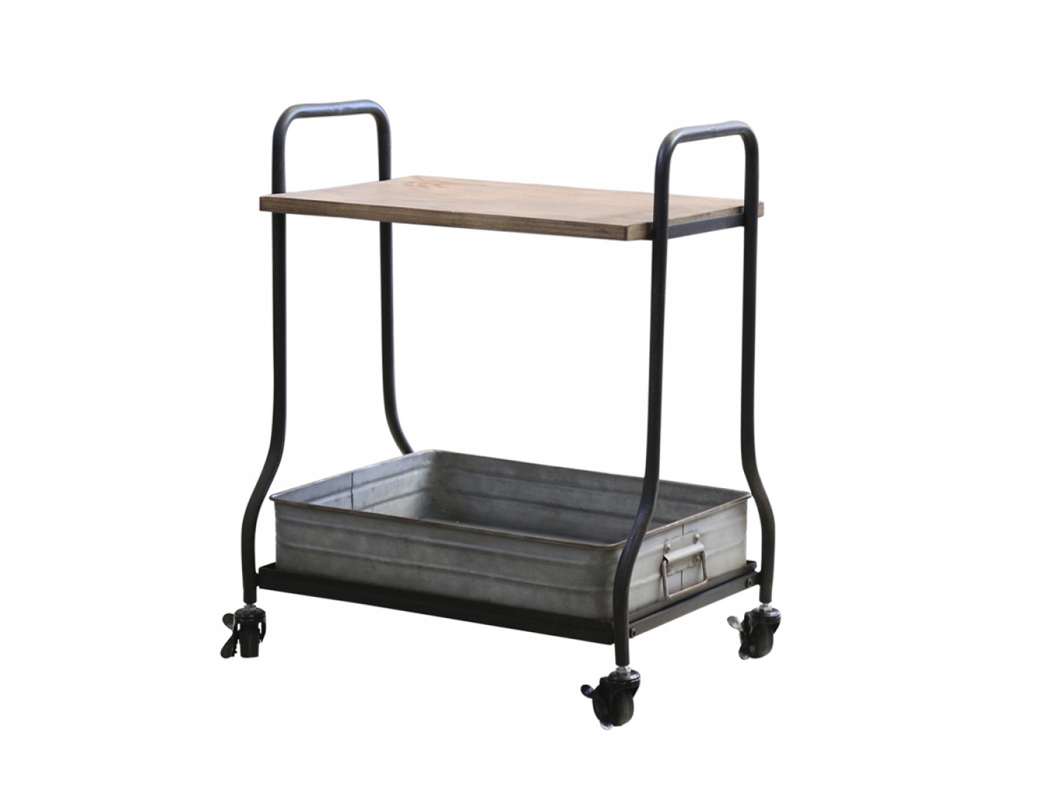 Trolley with wheels, shelf and metal tray - 4