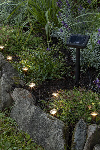 Solcells-ljusslinga med 8 mini spotlights