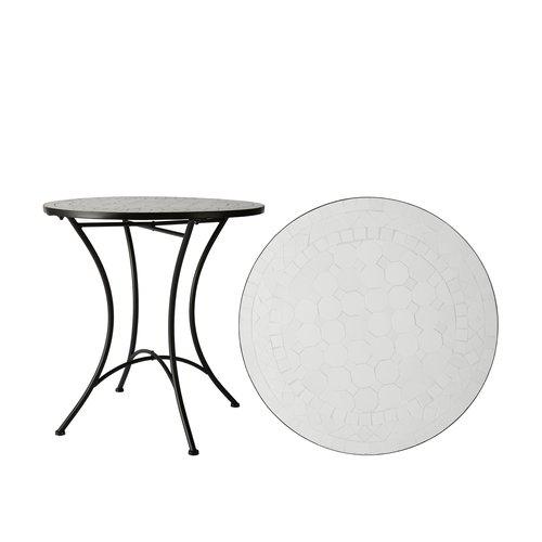 Trädgårdsbord - Bord - Mosaikbord - Vit - Ø70x72 cm - 6
