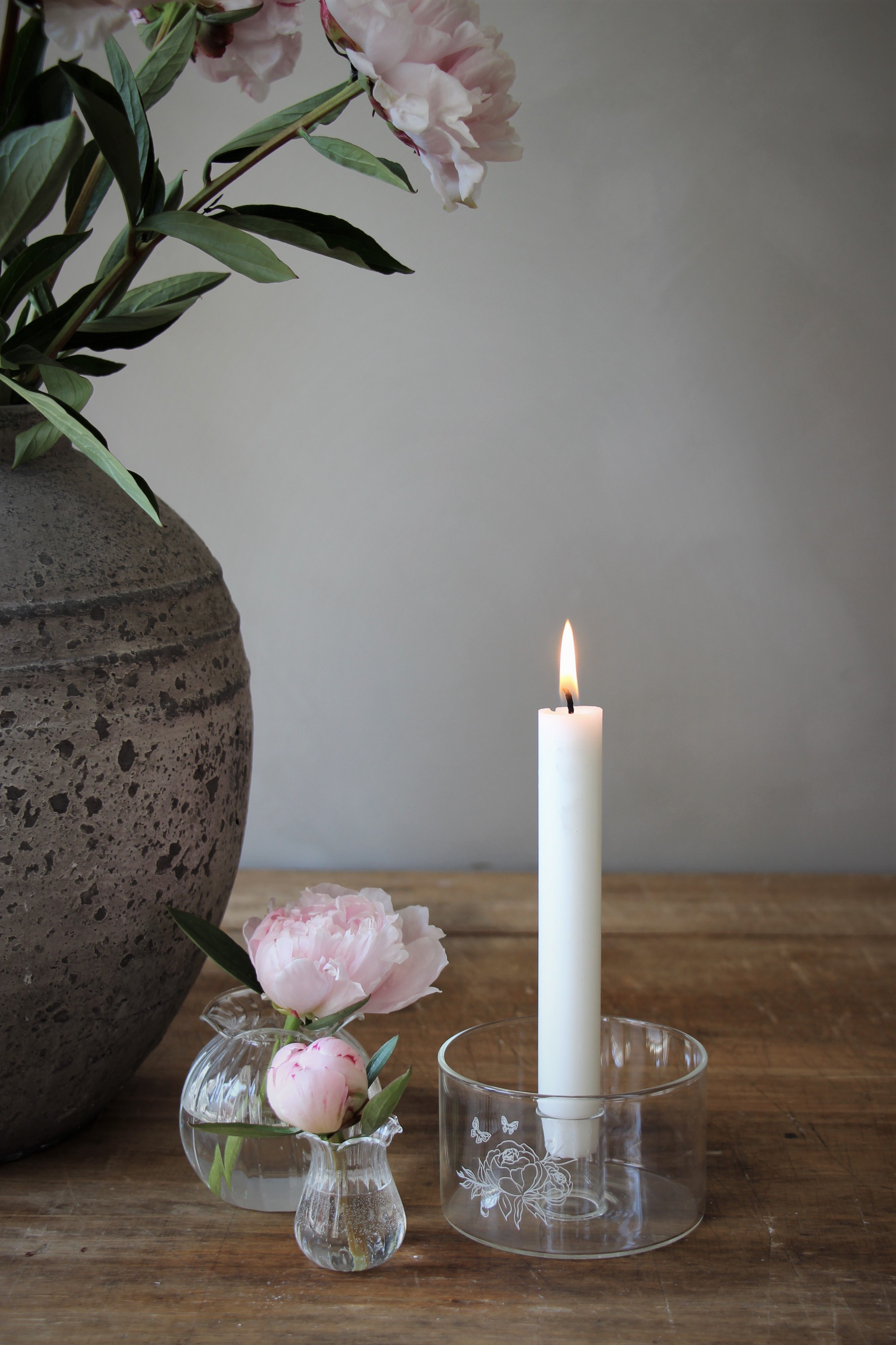 Ljusstake glas för kronljus med Pioner & Fjärilar - 2