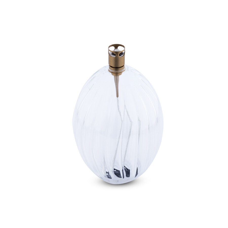 Oil lamp glass - Oval - Antique brass - 13 cm - 3