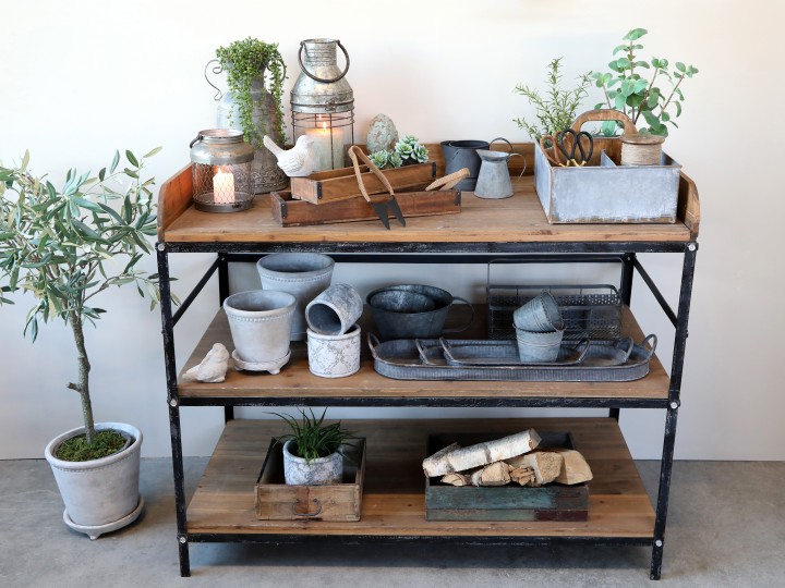 Table - Side table - Workbench - Pine wood/metal - 2