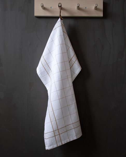 Vit/beige kökshandduk - 50x70 cm