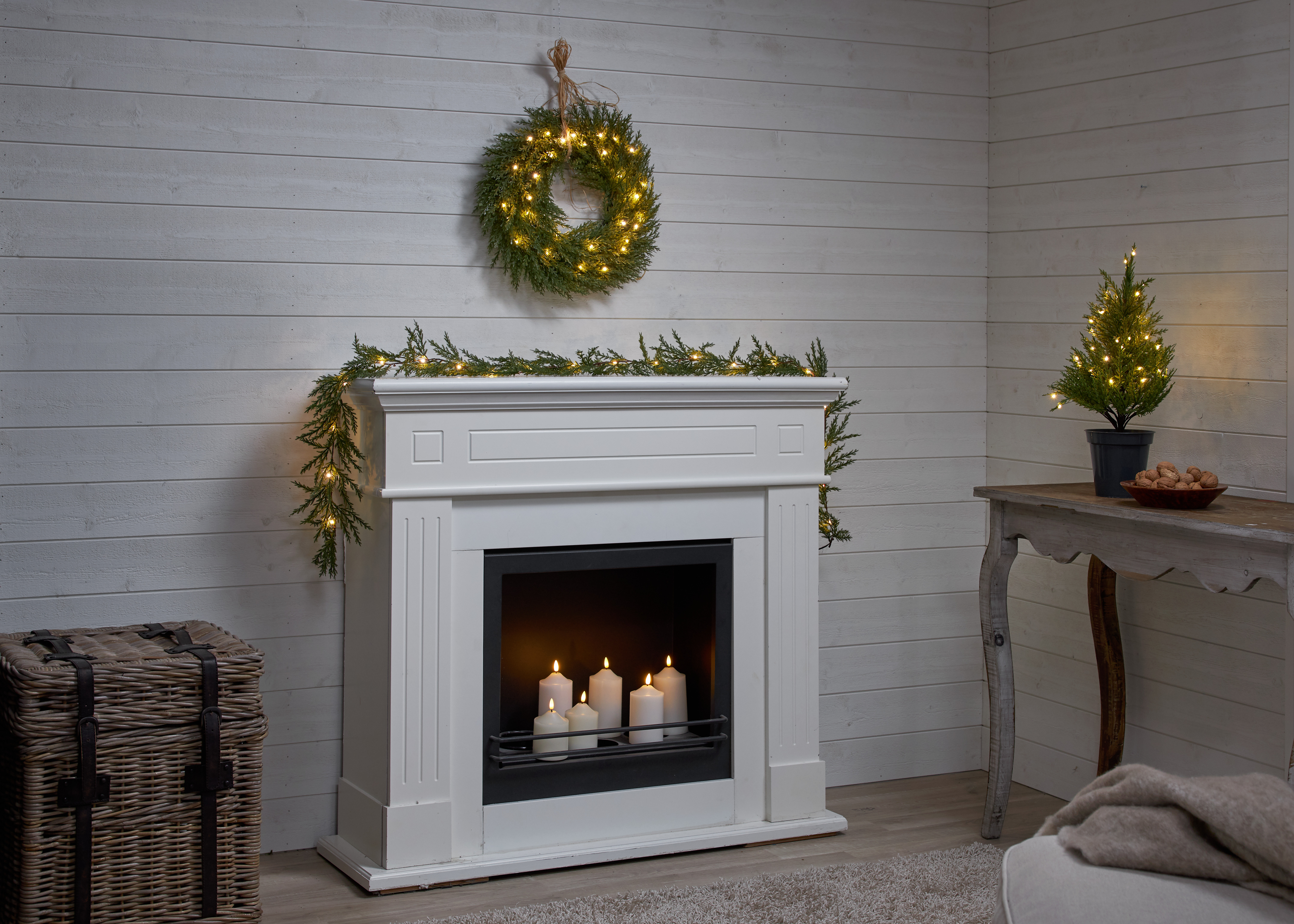 Krans med belysning - Thuja - 45x45 cm - 10