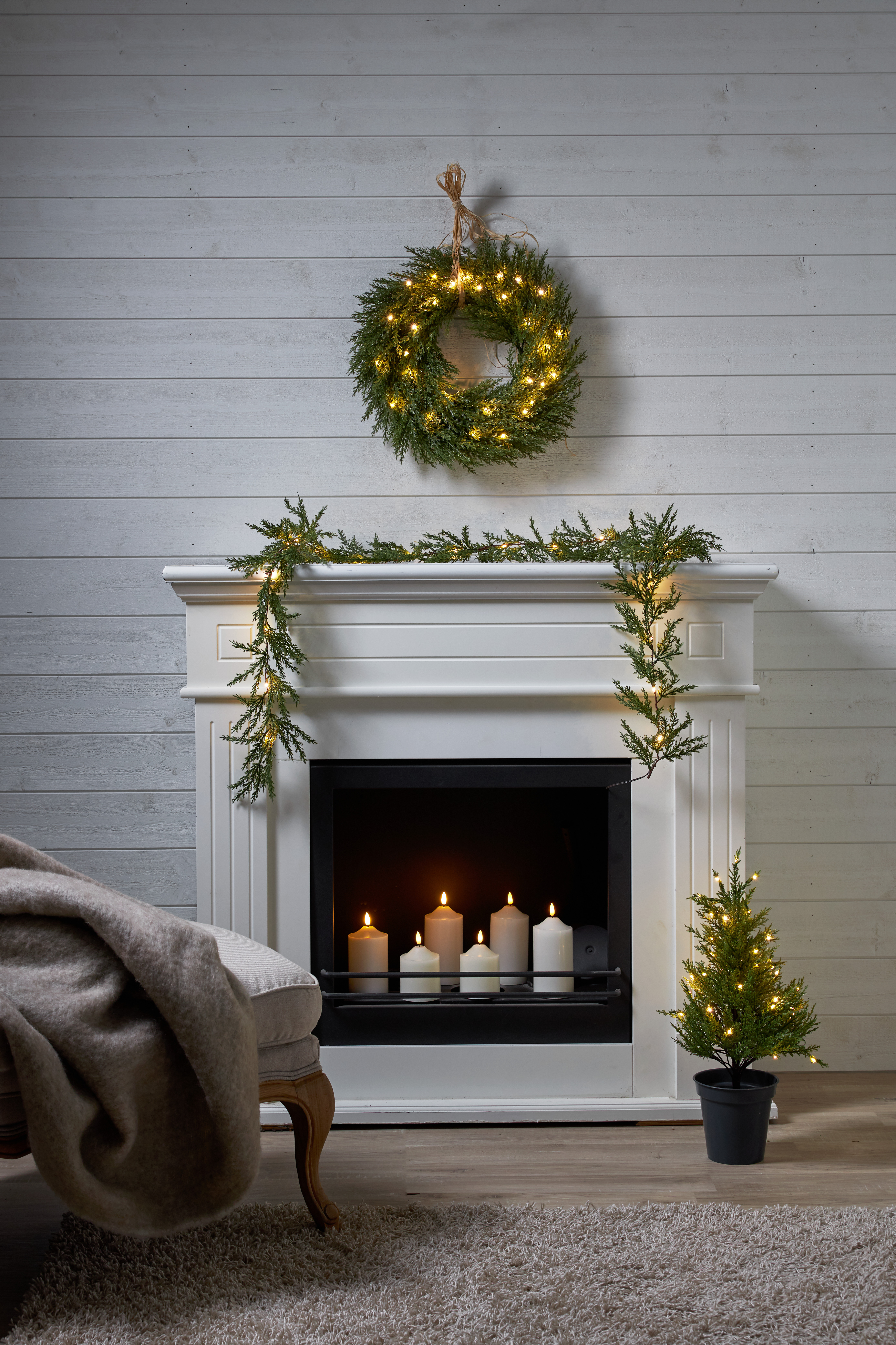 Krans med belysning - Thuja - 45x45 cm - 6