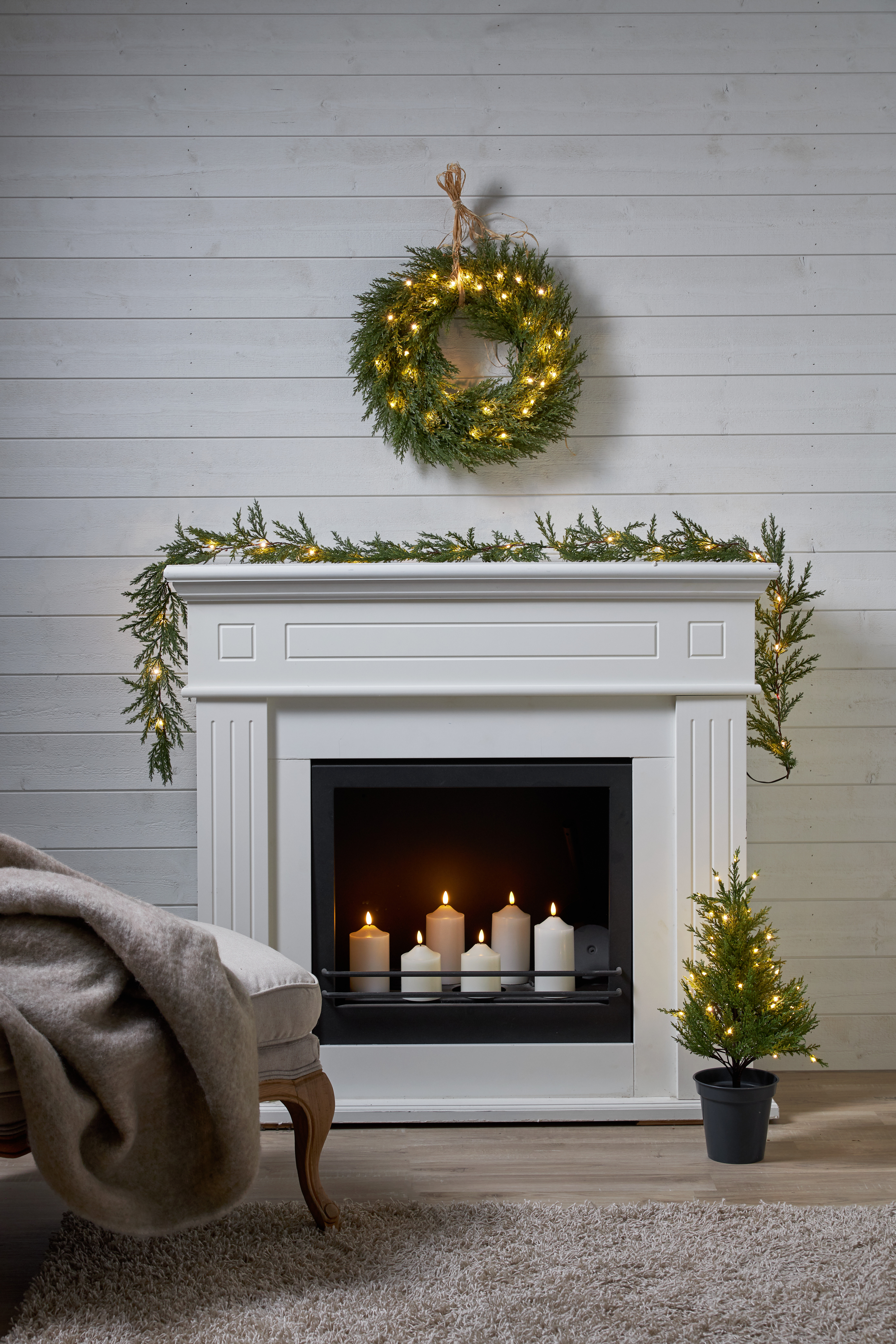 Krans med belysning - Thuja - 45x45 cm - 8