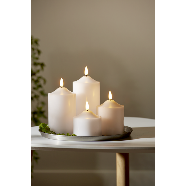 Blockljus - Batteriljus - Vaxljus - Led - Vit - 15 cm - 3
