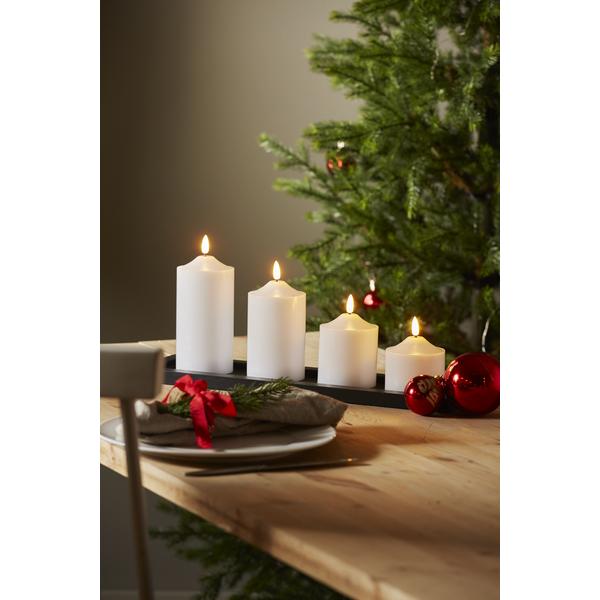 Blockljus - Batteriljus - Vaxljus - Led - Vit - 15 cm - 2