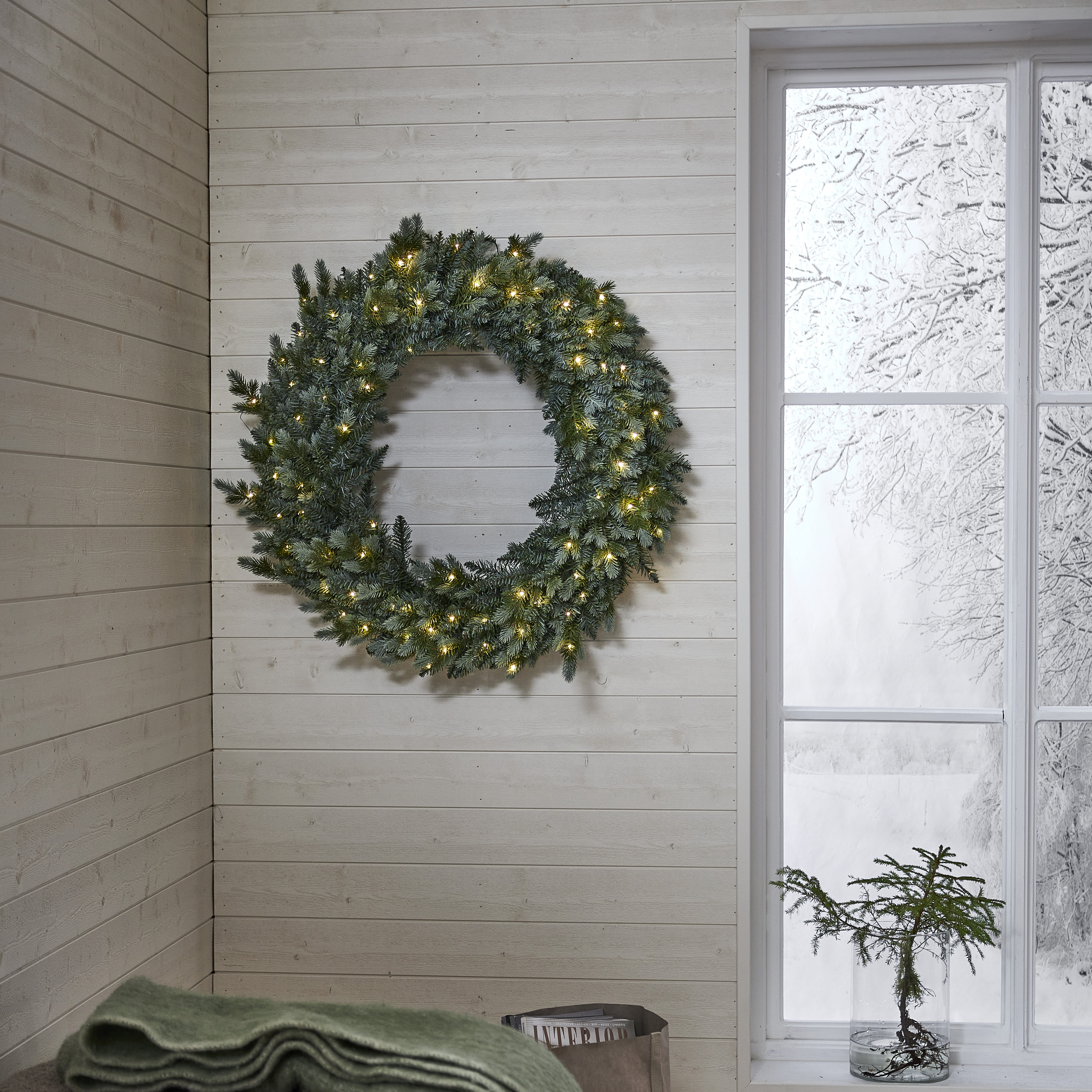 Krans med belysning - 100x100 cm - 2
