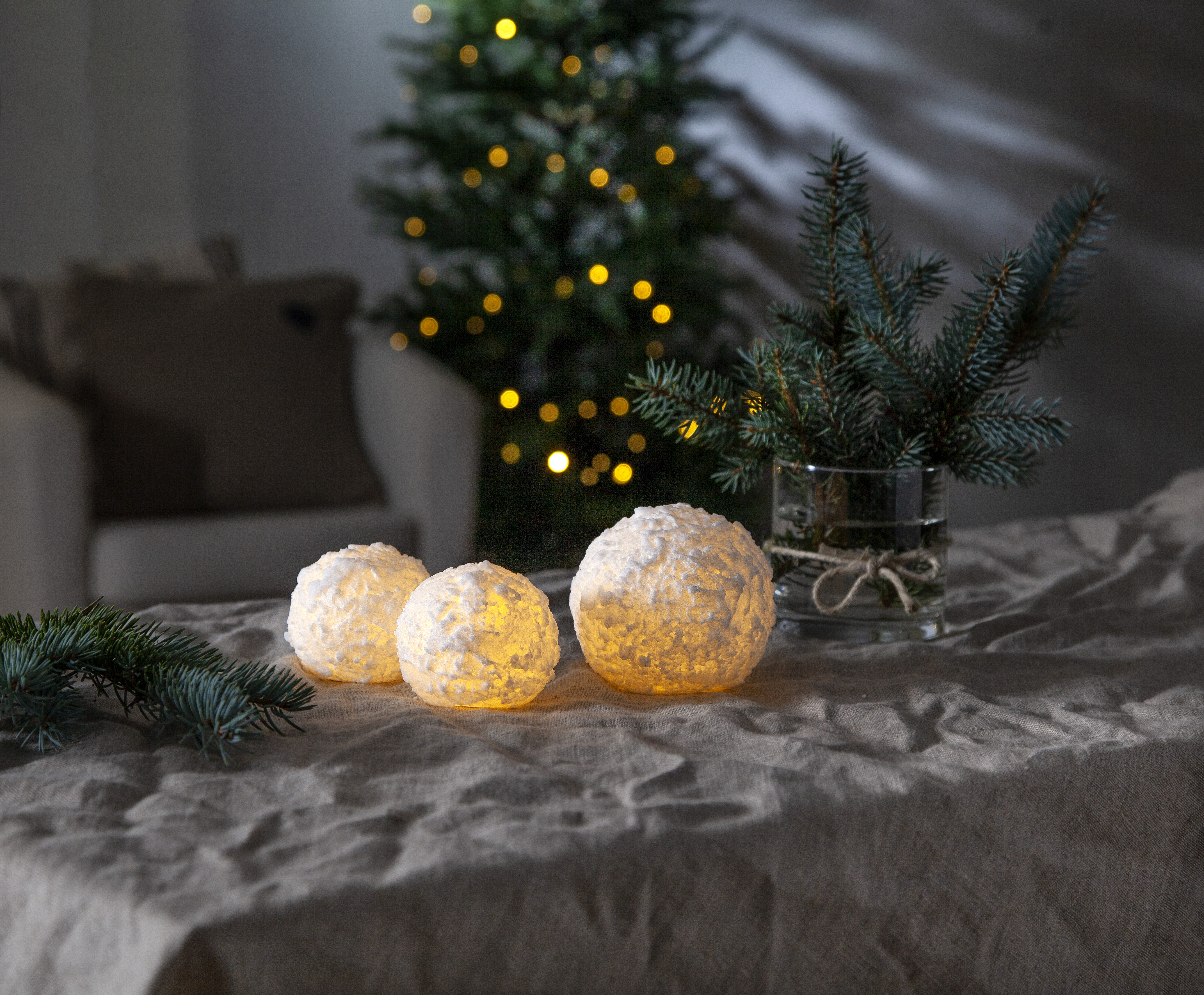 Battery lights - Block lights - Snowball - 8x7 cm - 2-pack - 2
