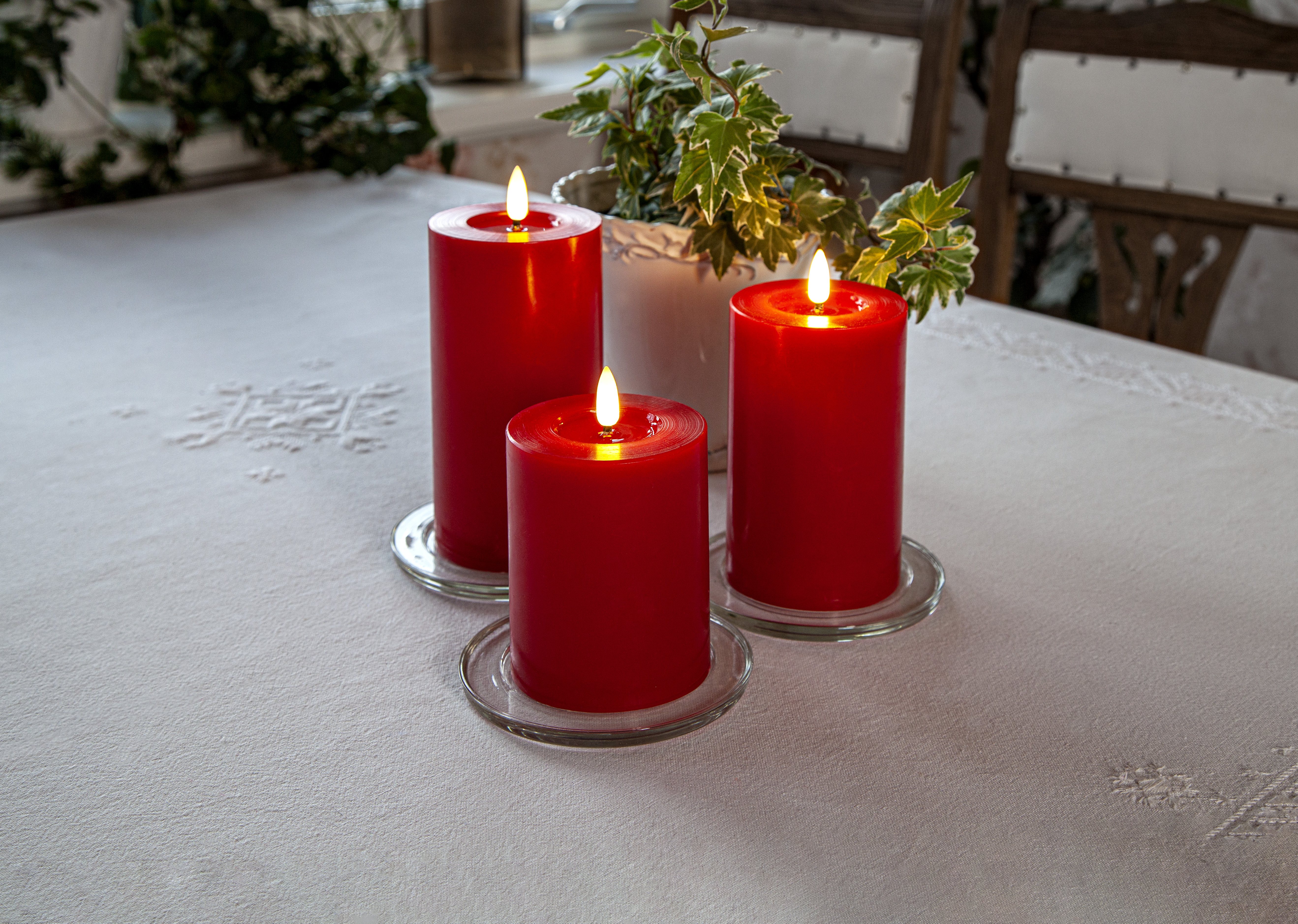 Batteriljus med timer - Led - Flow - Röd - 17,5 cm - 5