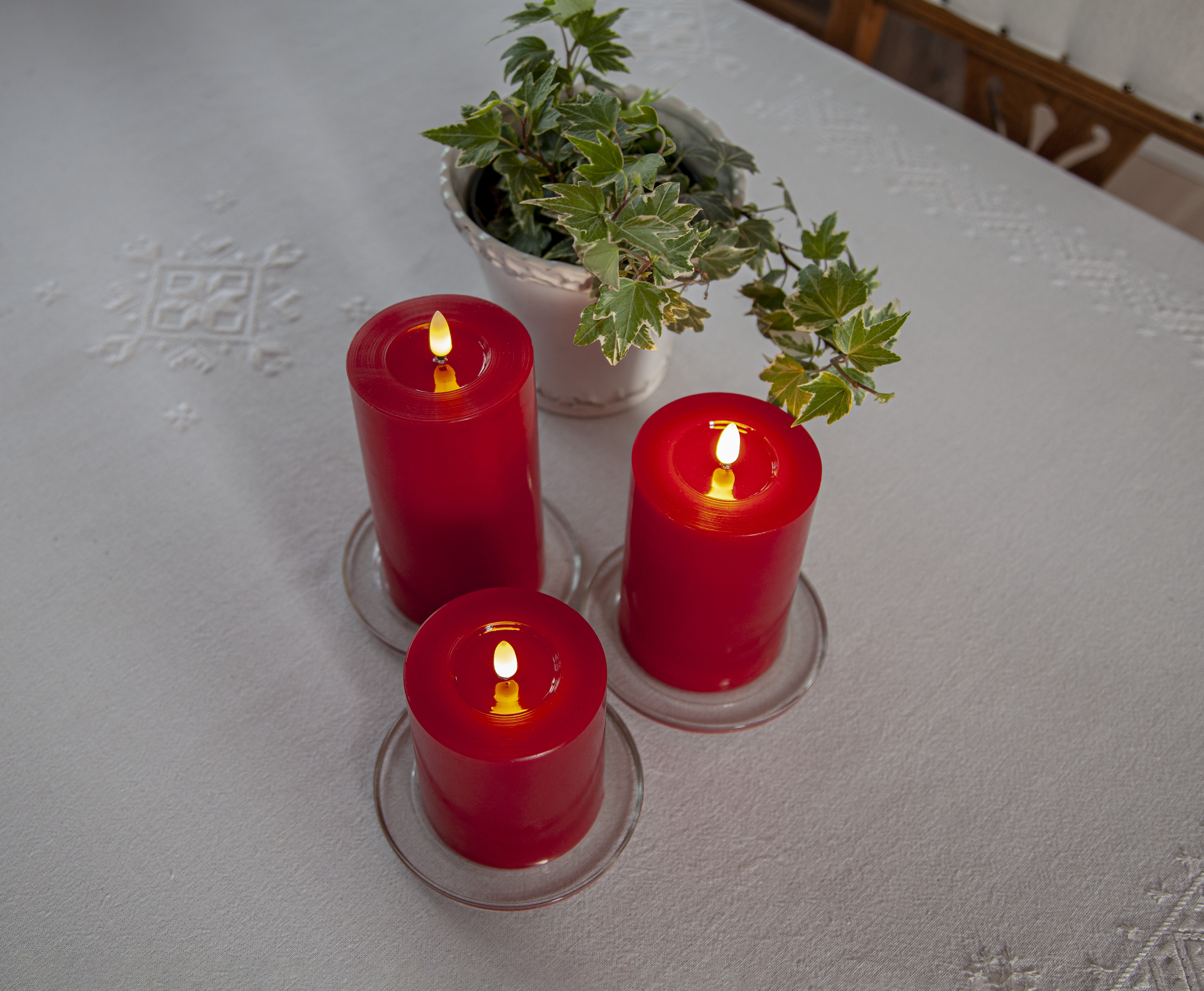 Batteriljus med timer - Led - Flow - Röd - 17,5 cm - 8
