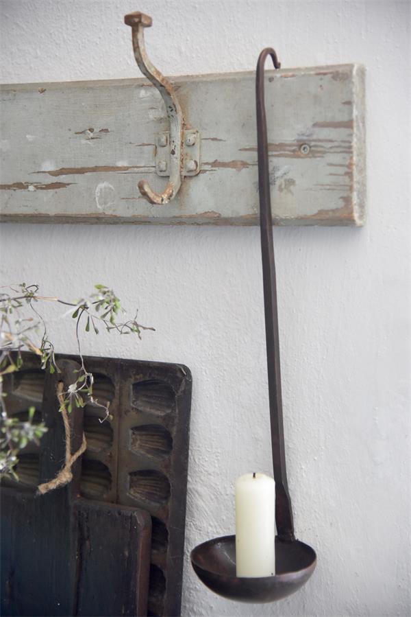 CANDLESTICK - IRON SPOON - LADLE - SHOVEL - ANTIQUE - 2