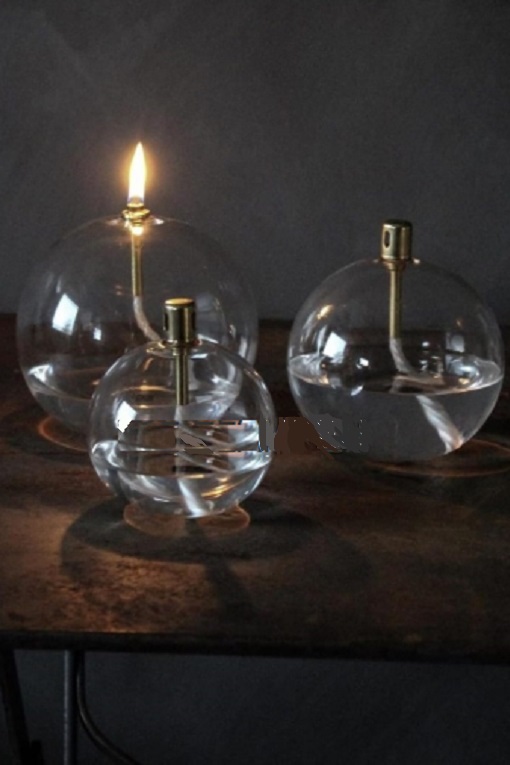 Oljelampa glas - Rund - Silver - Ø11 cm - 8