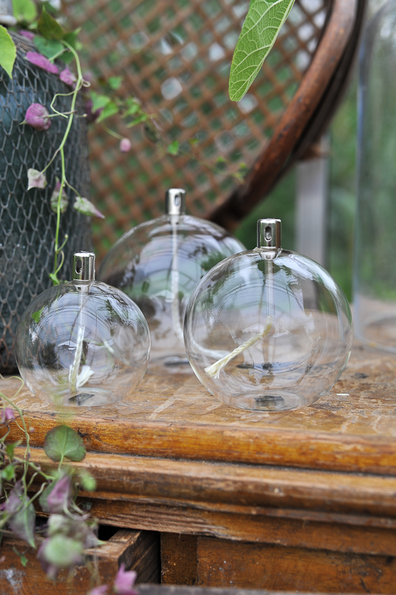 Oljelampa glas - Rund - Silver - Ø11 cm - 7