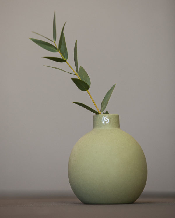 Chunky green vase - 8x9 cm - 2