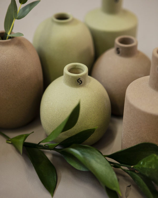 Chunky green vase - 8x9 cm - 5