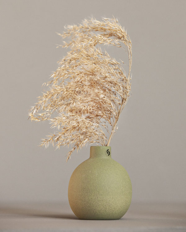 Chunky green vase - 8x9 cm - 4