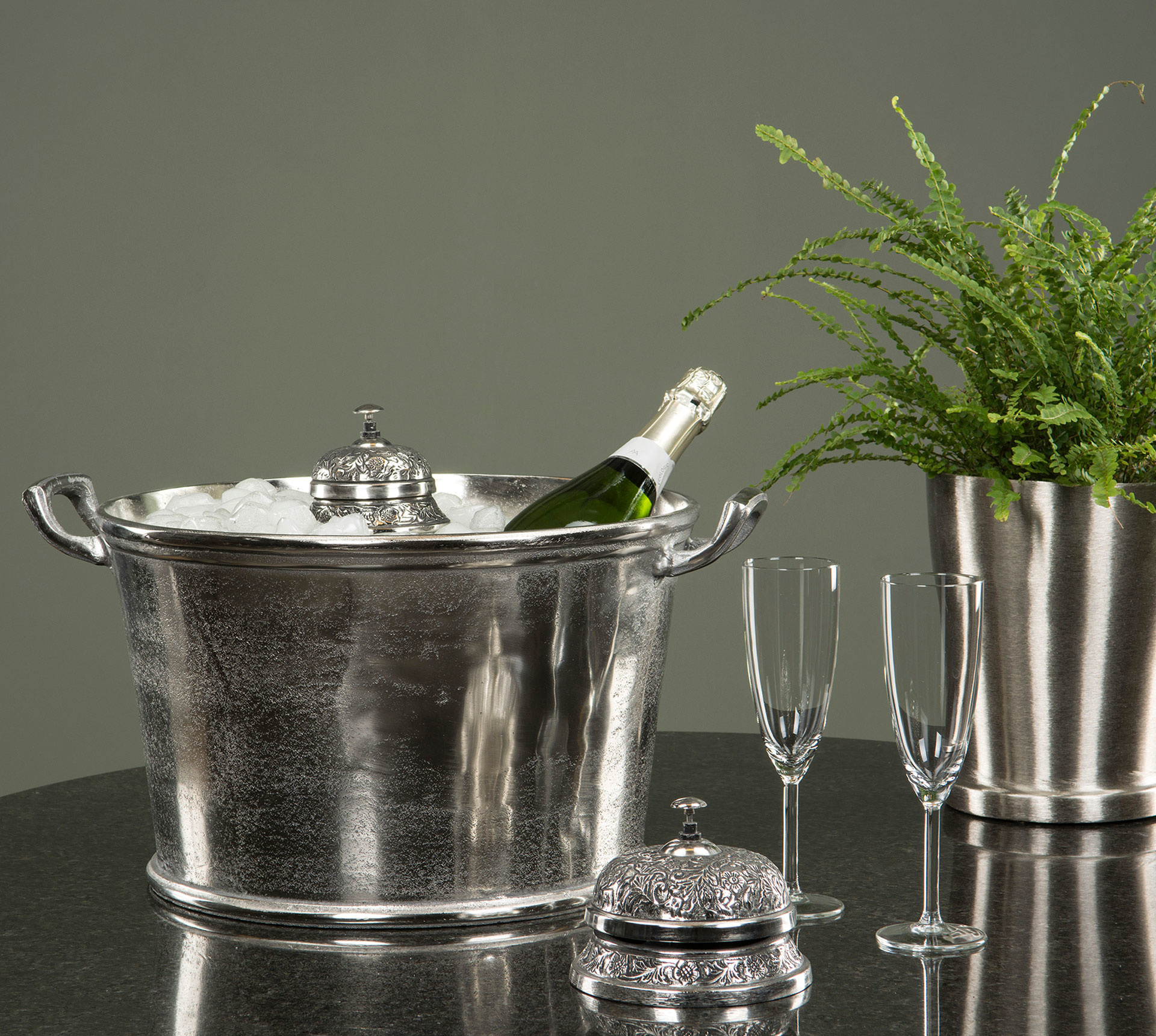 Fransk Portier Ringklocka - Receptionsklocka - Antiksilver - Large - 3