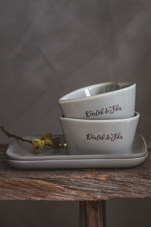 Skål - Hjärta - Kärlek & Fika - 13x13x7 cm - 3