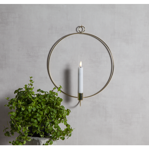 Wall candle holder incl. battery light - Light ring - Brass - Ø 28 cm - 2