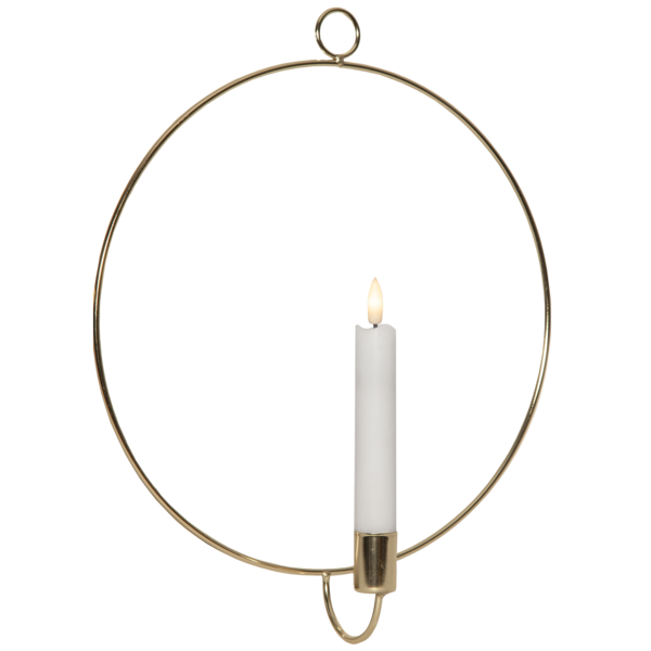 Wall candle holder incl. battery light - Light ring - Brass - Ø 28 cm - 3