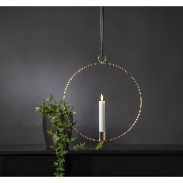Ljusring - Ljusstake inkl. batteriljus - Mässing - Ø 28,5 cm - 3