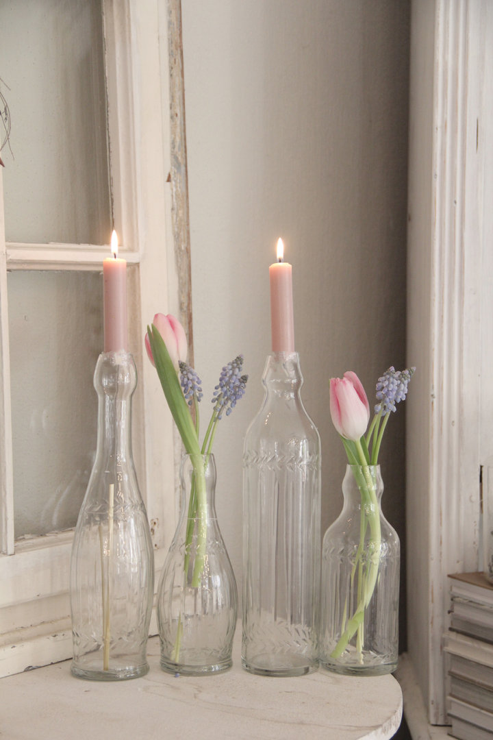 Glass bottle - Bottle - Glass vase - Clear - 20 cm - 2