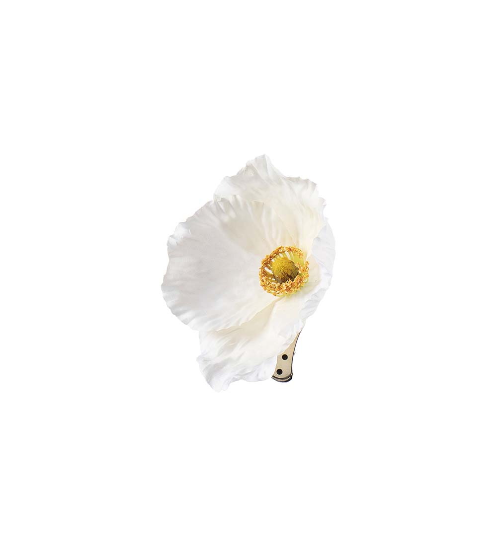 Vallmo med clips - Vit - 12 cm - 2