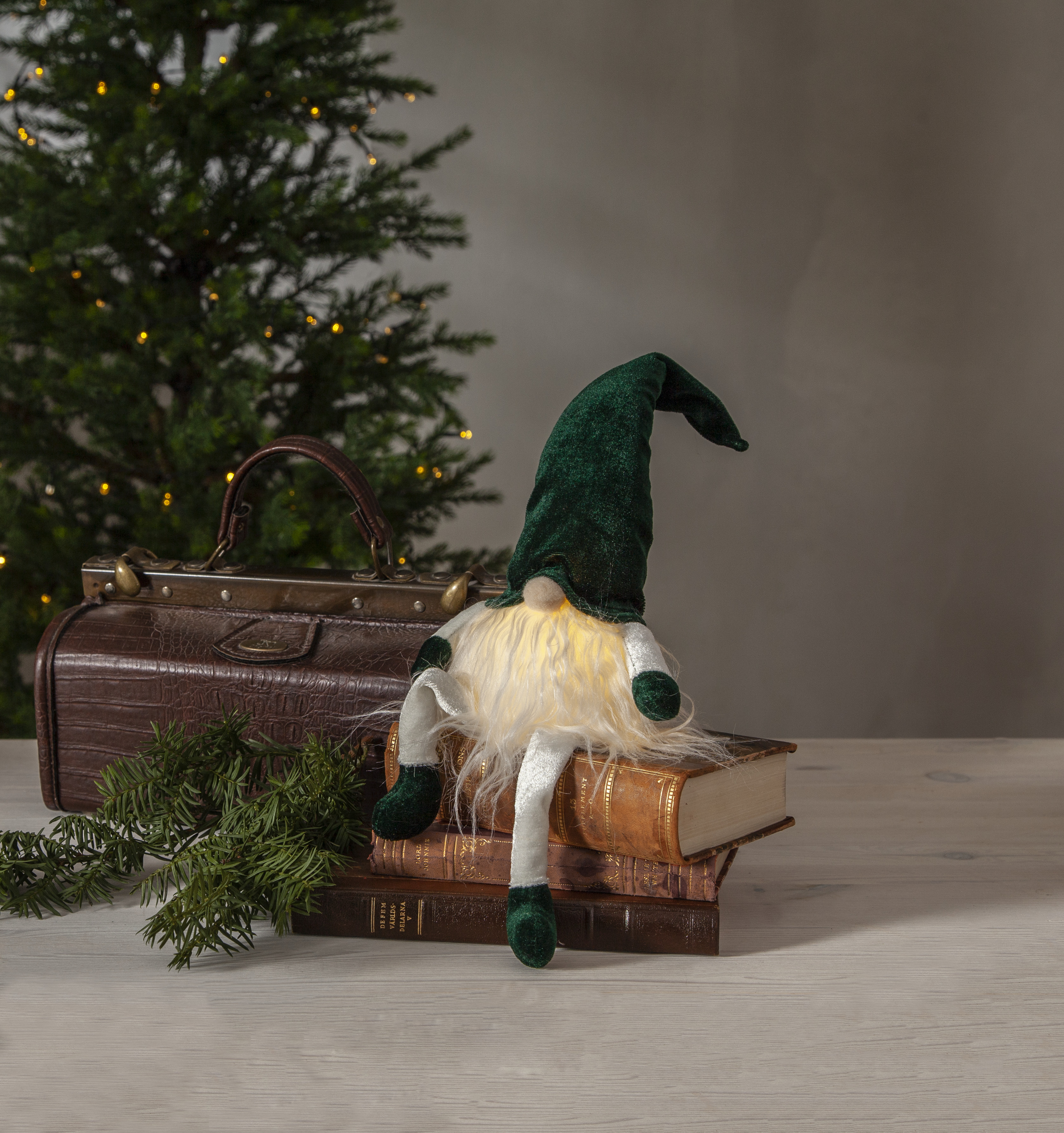 Decorative figure - Santa Claus with lighting - Green - 6